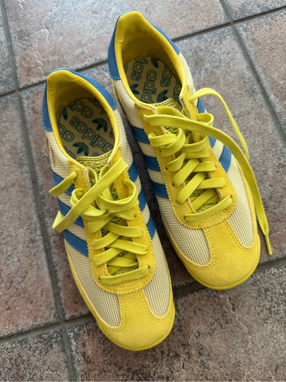 Adidas Yellow and Blue Lace-Up Sneakers